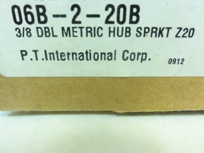 PT International 06B-2-20B-12mm; Double Sprocket; # 06B; 20T; 12mm ID