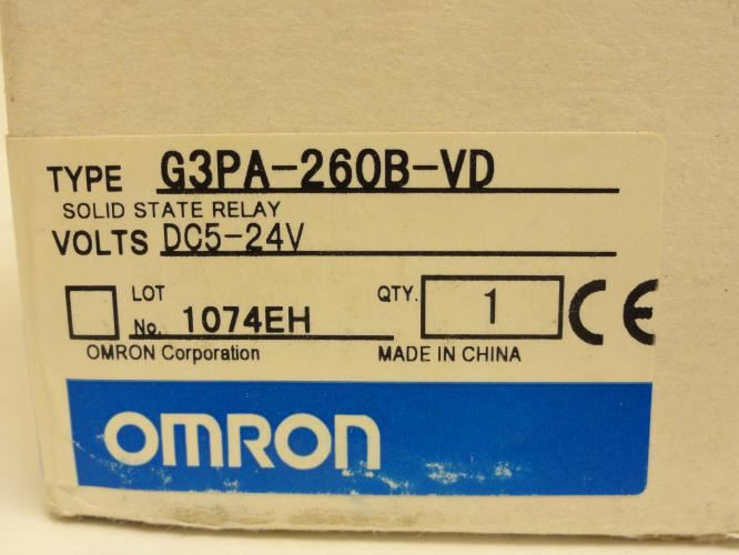 Omron G3PA-260B-VD-DC5-24; SSR W/Heatsink; 60A; 240VAC/24VDC
