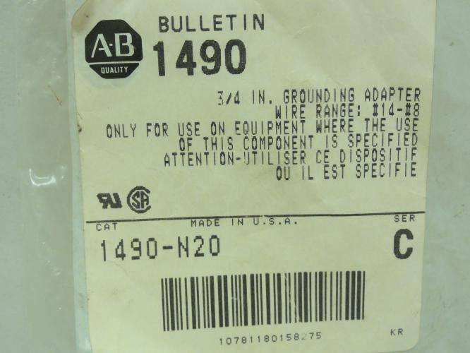 Allen-Bradley 1490-N20; Grounding Adapter; # 14~# 8; Size: 3/4"