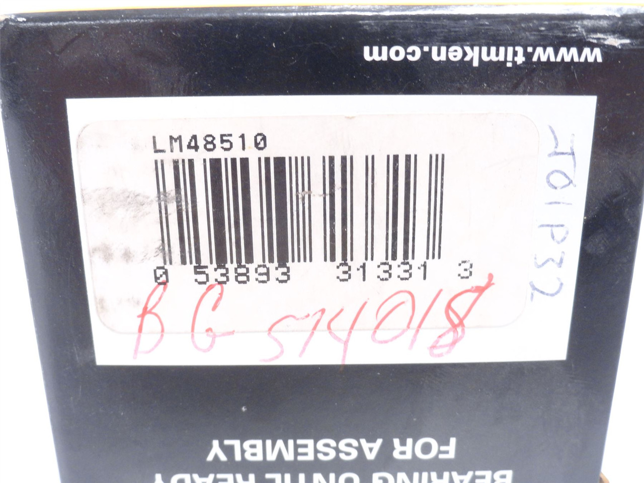 Timken LM48510; Tapered Roller Bearing Cup; 2-9/16"OD