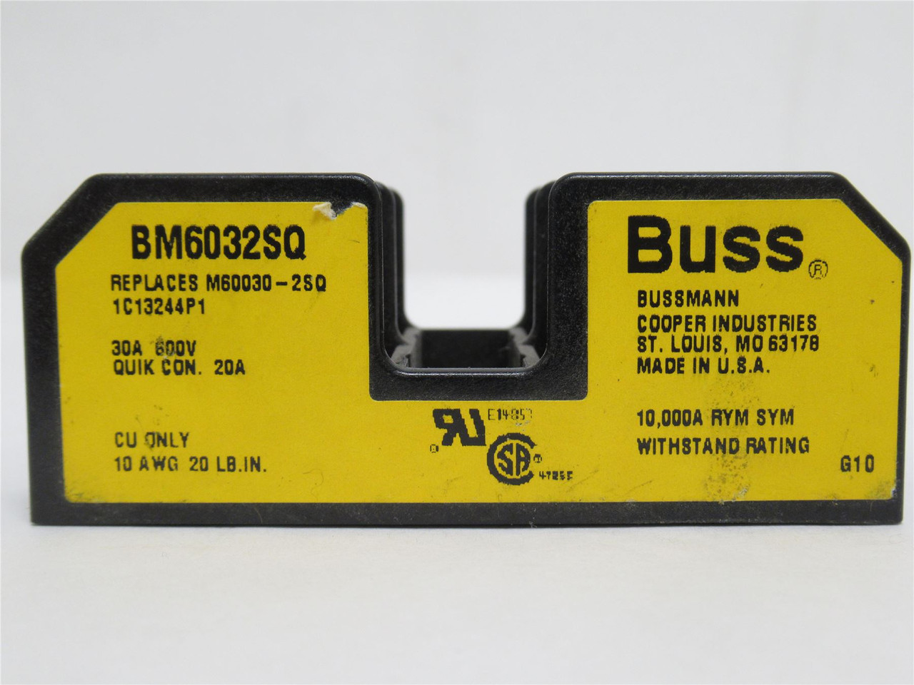 Bussmann BM6032SQ; Fuse Holder; 2P; 30A; 600VAC; 10AWG
