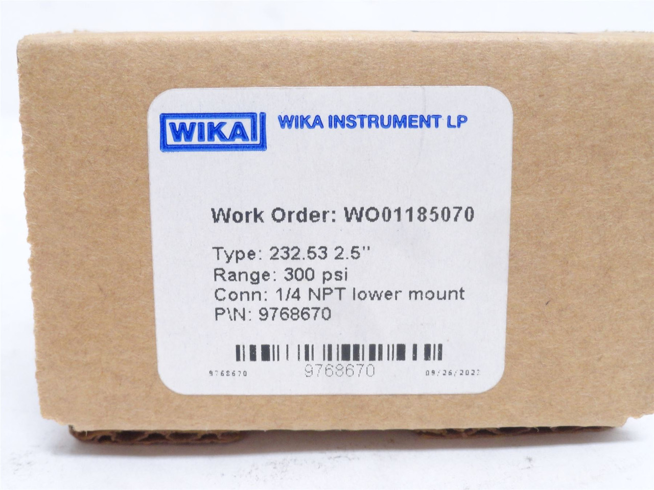 Wika 9768670; Dry Pressure Gauge; 0-300PSI; SS-316; Case/Stem