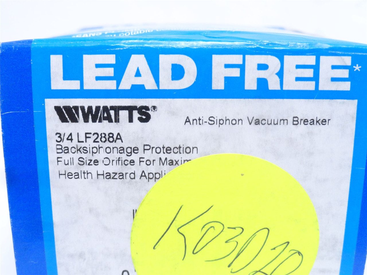 Watts LF288A-3/4; Anti-Siphon Vacuum Breaker; 3/4NPT; 125PSI
