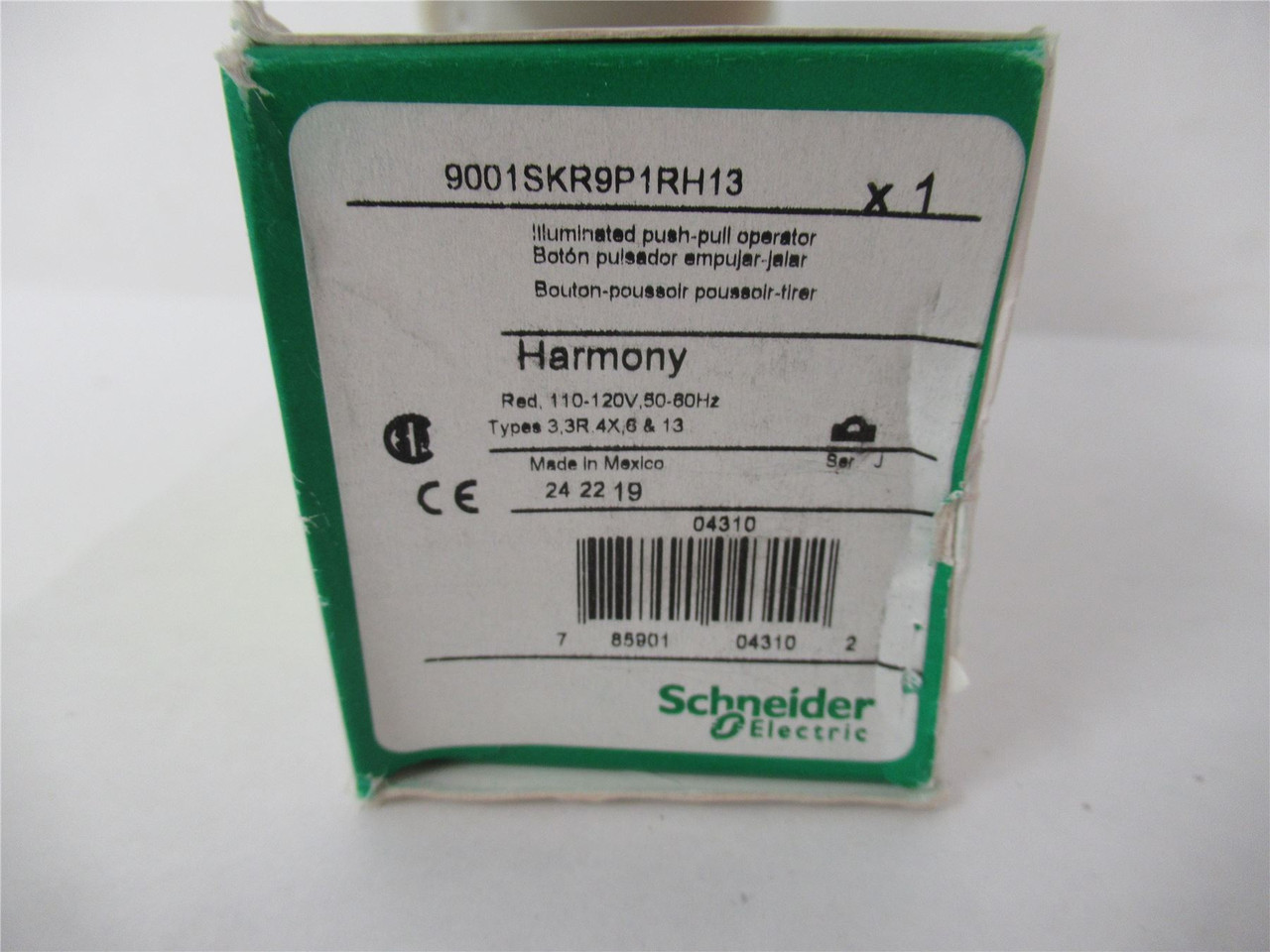 Schneider 9001SKR9P1RH13; Illuminated Pushbutton 41mm 120V