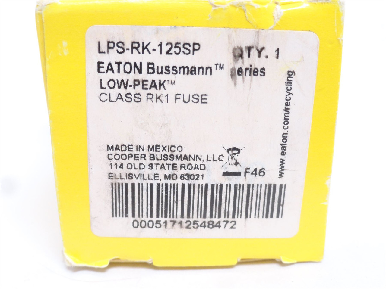 Bussmann LPS-RK-125SP; Time Delay Fuse; 125A; 600VAC/300VDC
