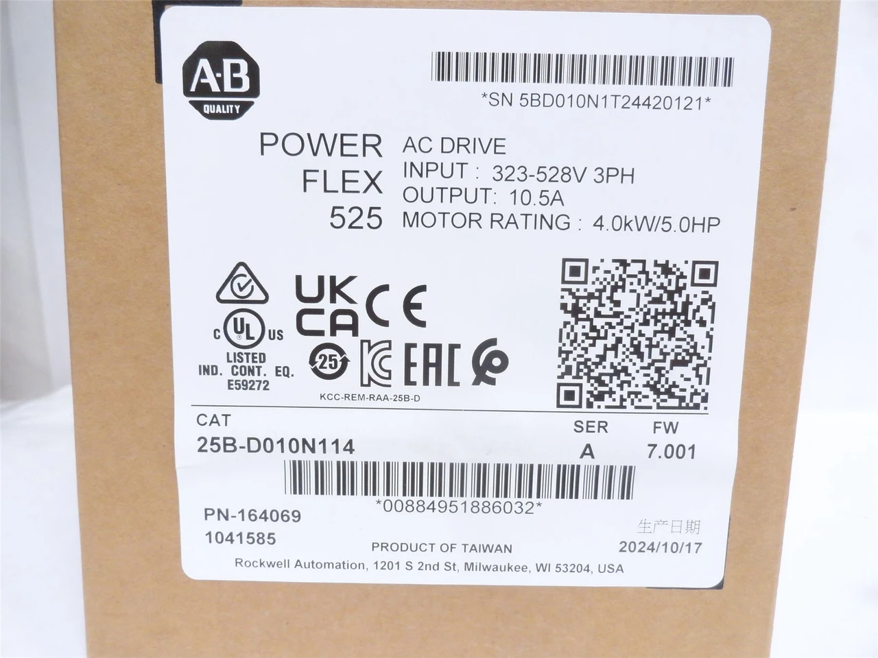 Allen-Bradley 25B-D010N114; AC Drive 5HP 480VAC