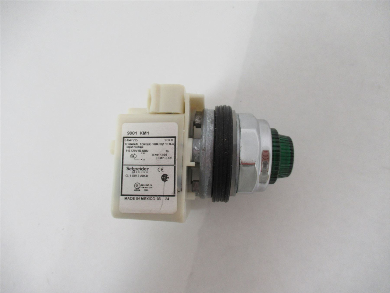 Schneider 9001KP1G31; Green Pilot Light 30mm 120VAC