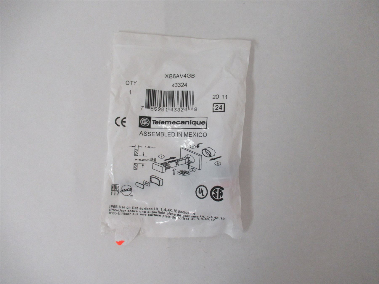 Telemecanique XB6AV4GB; Switch Pilot Light 22mm Red 120VAC