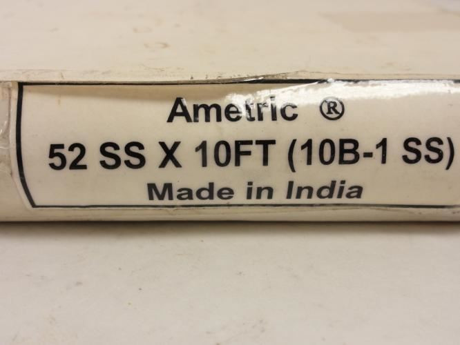 Ametric 52SSX10FT; Roller Chain # 10B-1 SS; 15.87mm Pitch 10' L