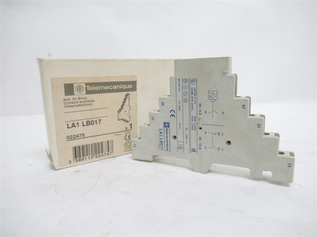 Telemecanique LA1LB017; Aux Contact Block; 10A; 690VAC
