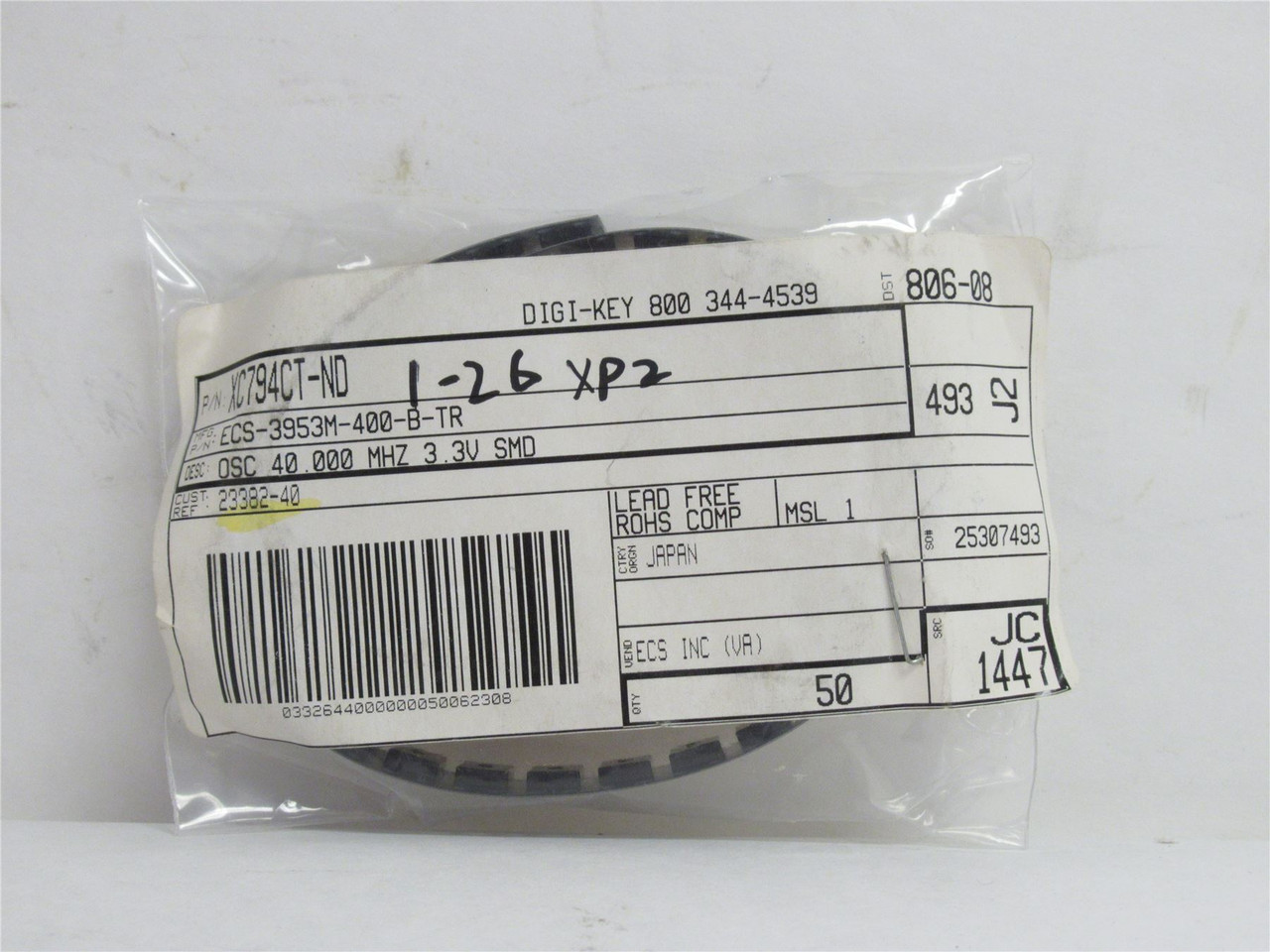 ECS ECS-3953M-400-B-TR; Lot-30 Standard Clock Oscillator;3.3V