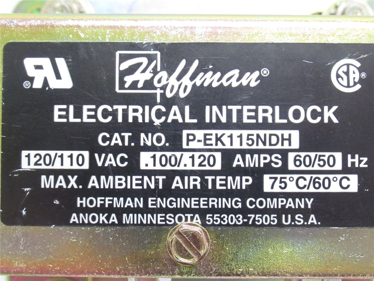 Hoffman P-EK115NDH; Electrical Interlock; 110/120VAC