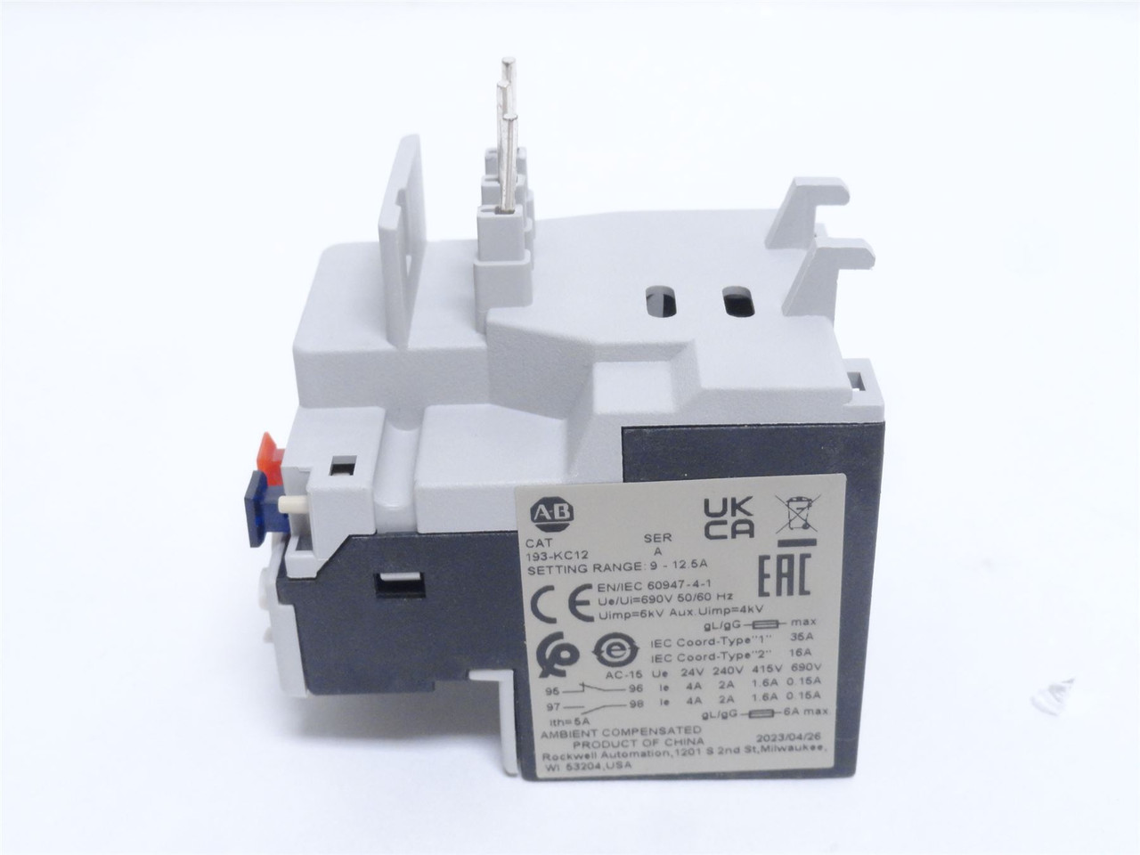 Allen-Bradley 193-KC12; Thermal Overload Relay; 9-12.5A; 600V