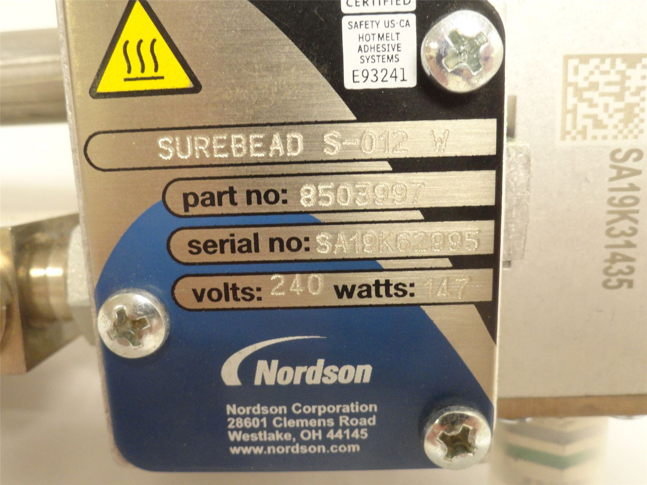 Nordson 8503997; Hot Glue Applicator SUREBEAD S-012 W