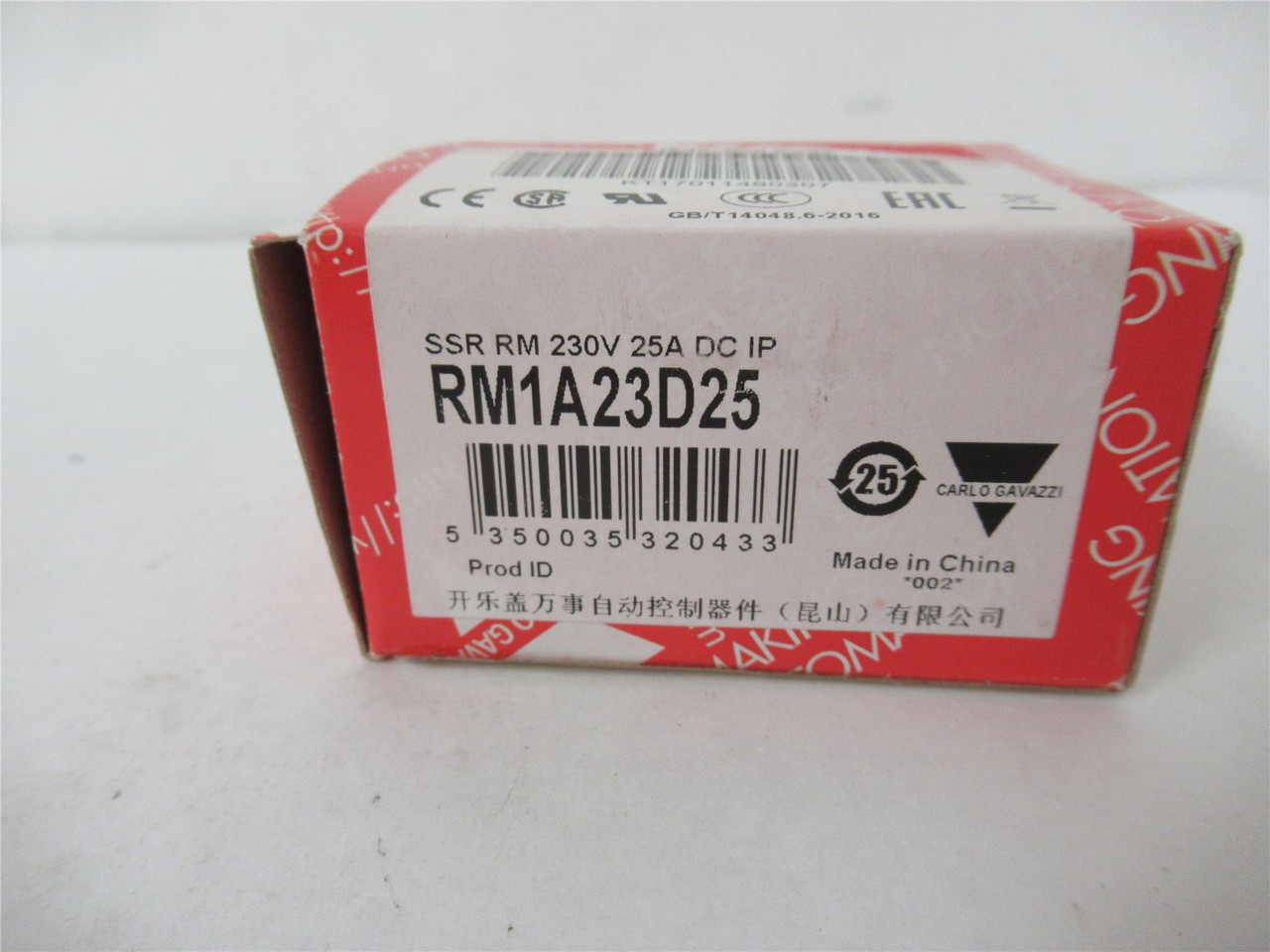 Gavazzi RM1A23D25; Solid-State Relay SPDP 230V 25A 1000 3-32V