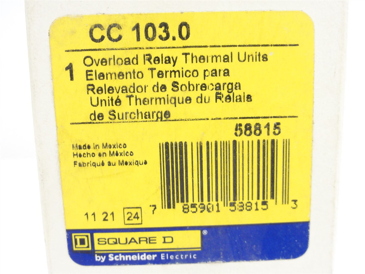 Square D CC103.0; Thermal Overload Relay Unit; Ser: CC