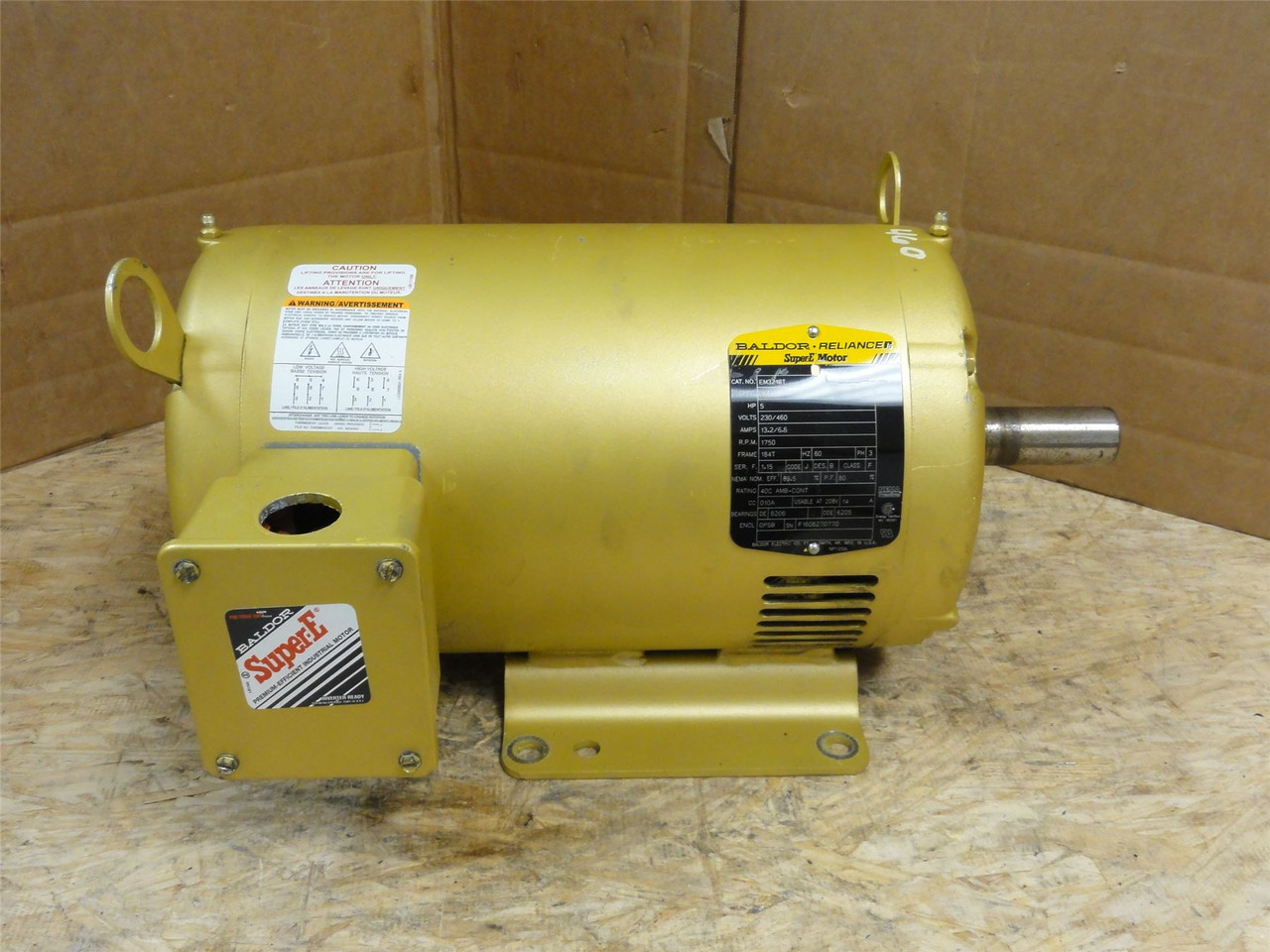 Baldor EM3218T; AC Motor; 5HP; 230/460V; 1750RPM; 3Ph; 60Hz