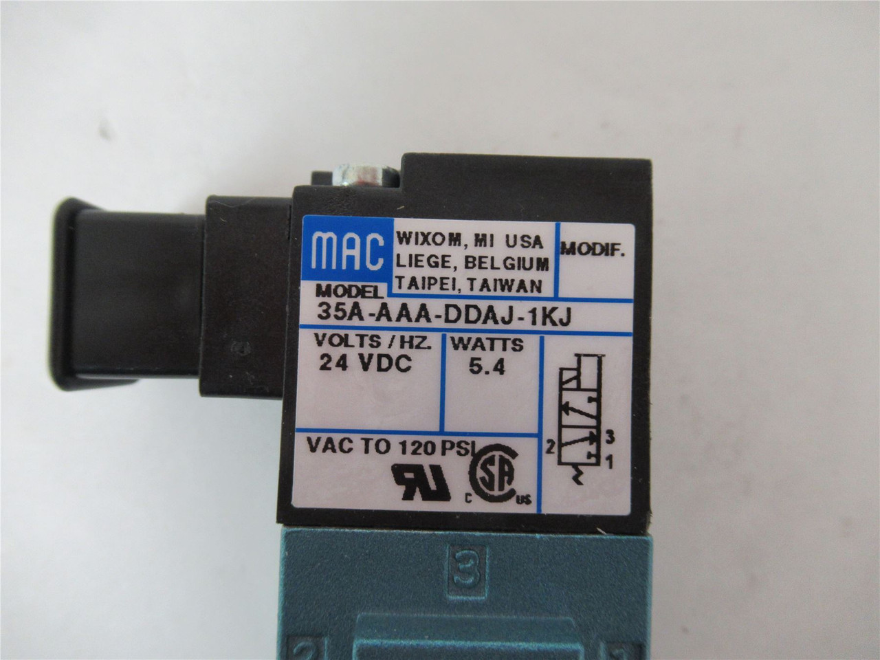 MAC 35A-AAA-DDAJ-1KJ; Solenoid Valve 24VDC