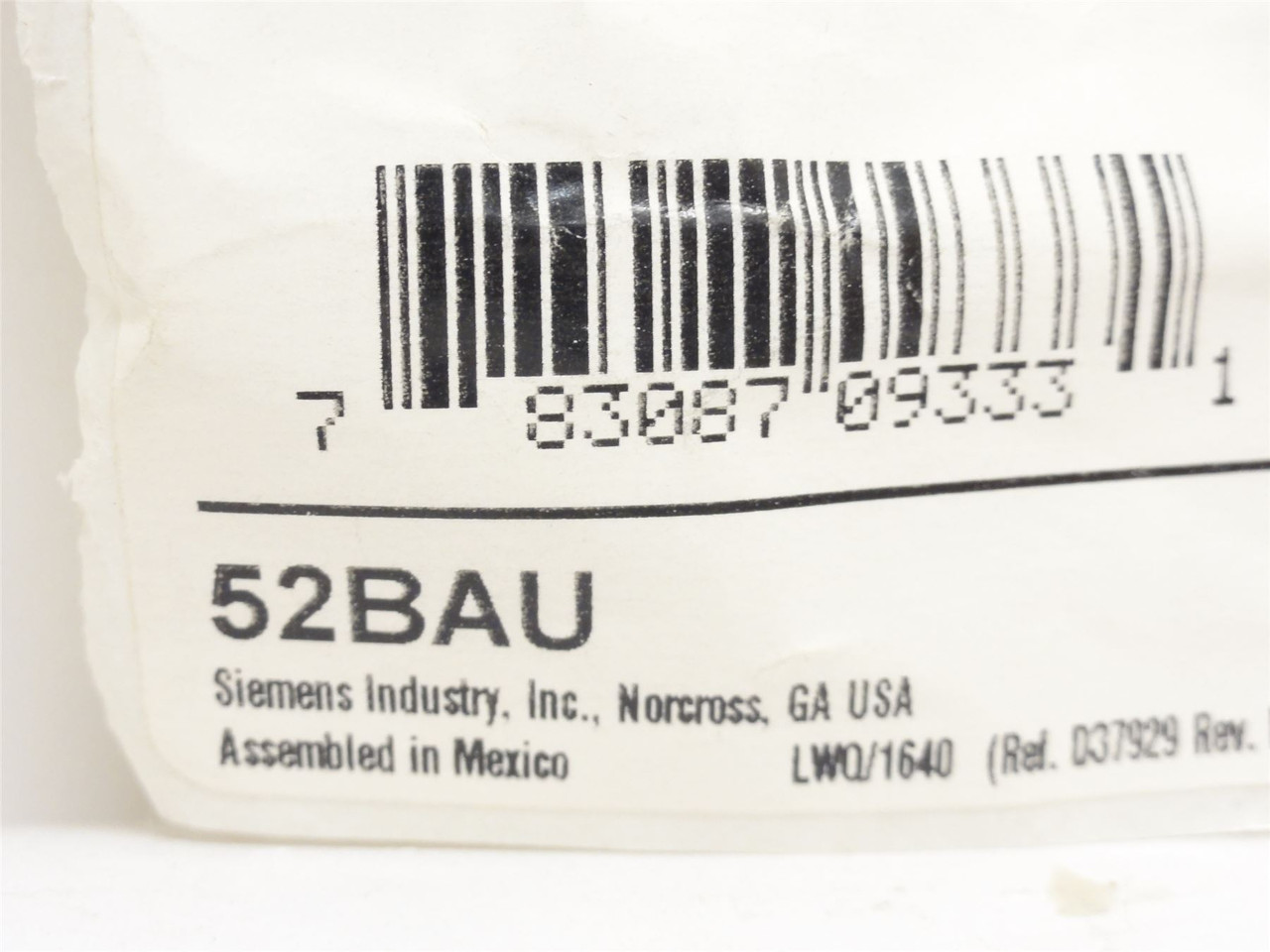 Siemens 52BAU; Switch Contact Block; 10A; 600VAC; 1-NC