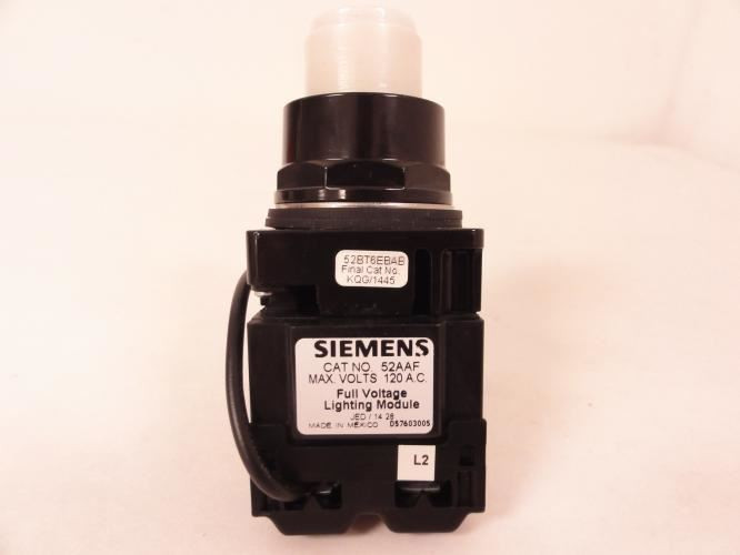 Siemens 52BT6EBAB; Pilot Light; Push To Test; 120VAC; 30mm