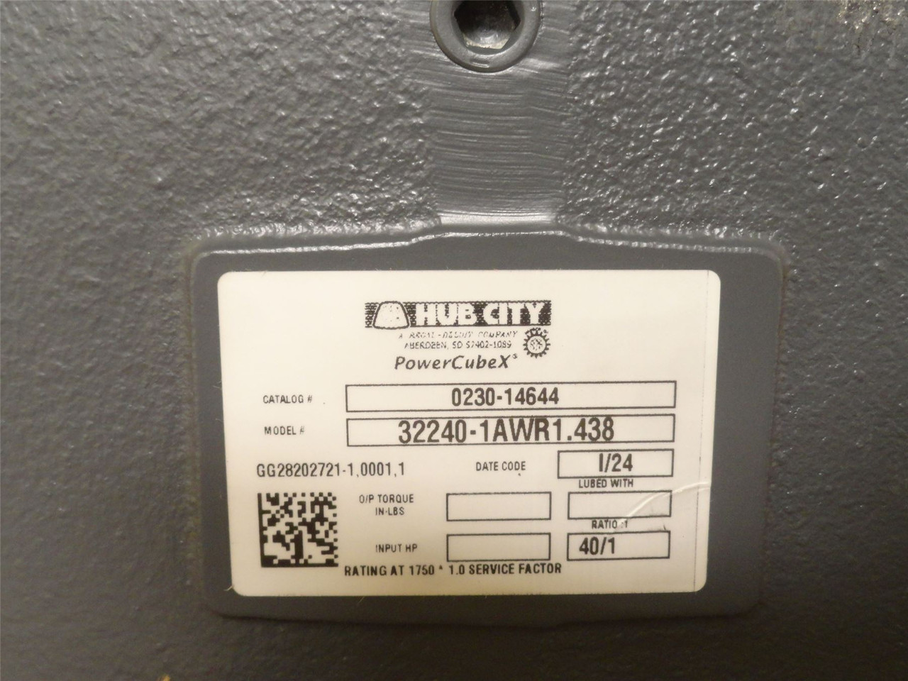 Hub City 0230-14644; Gear Reducer 40:1 Ratio 32240-1AWR1.438