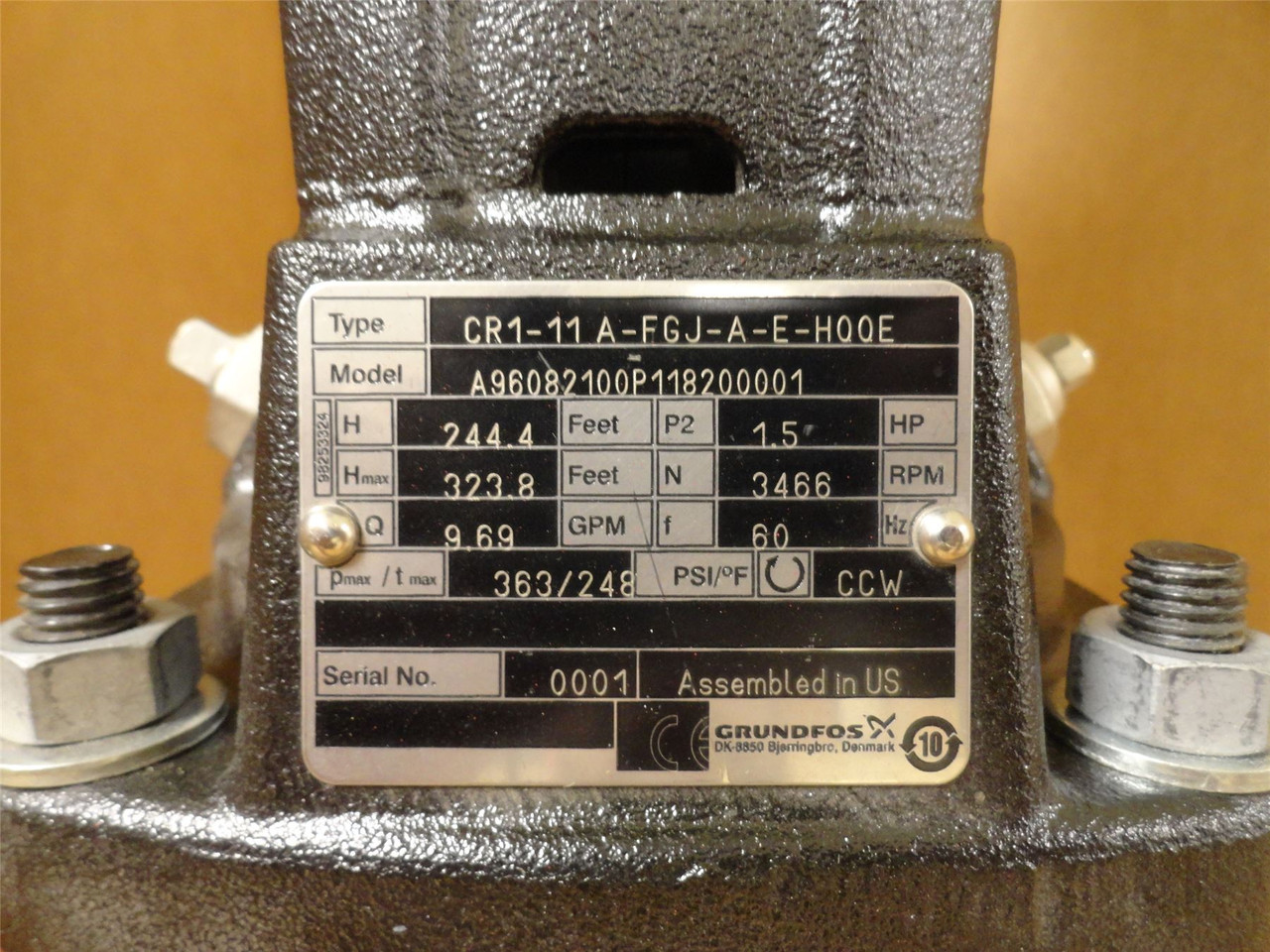 Grundfos CR1-11 A-FGJ-A-E-HQQE; Centrifugal Pump; 1-1/2HP