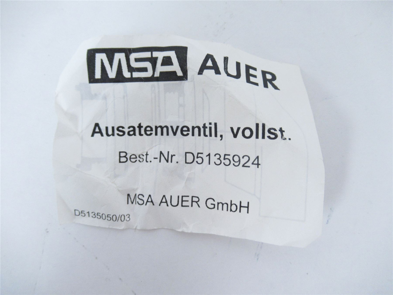 MSA Auer D5135924; Exhaust Valve Level A Suit - Face Mask