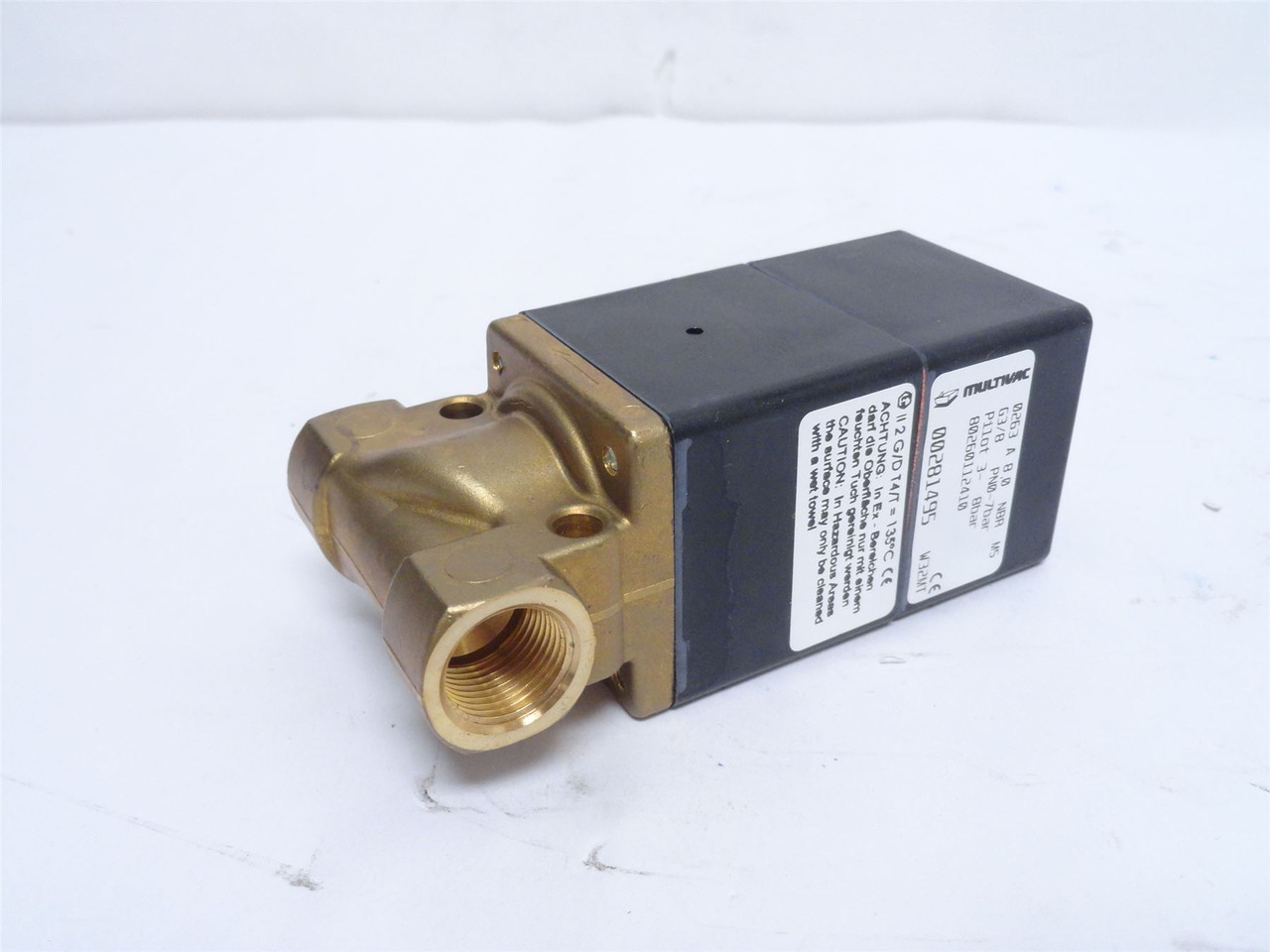 Multivac 80260112410; Brass Solenoid Valve; 3/8NPT; 7-8BAR