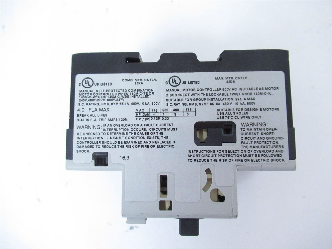 Allen-Bradley 140M-C2E-B40; Manual Starter 2.5- 4A 3-P 575V