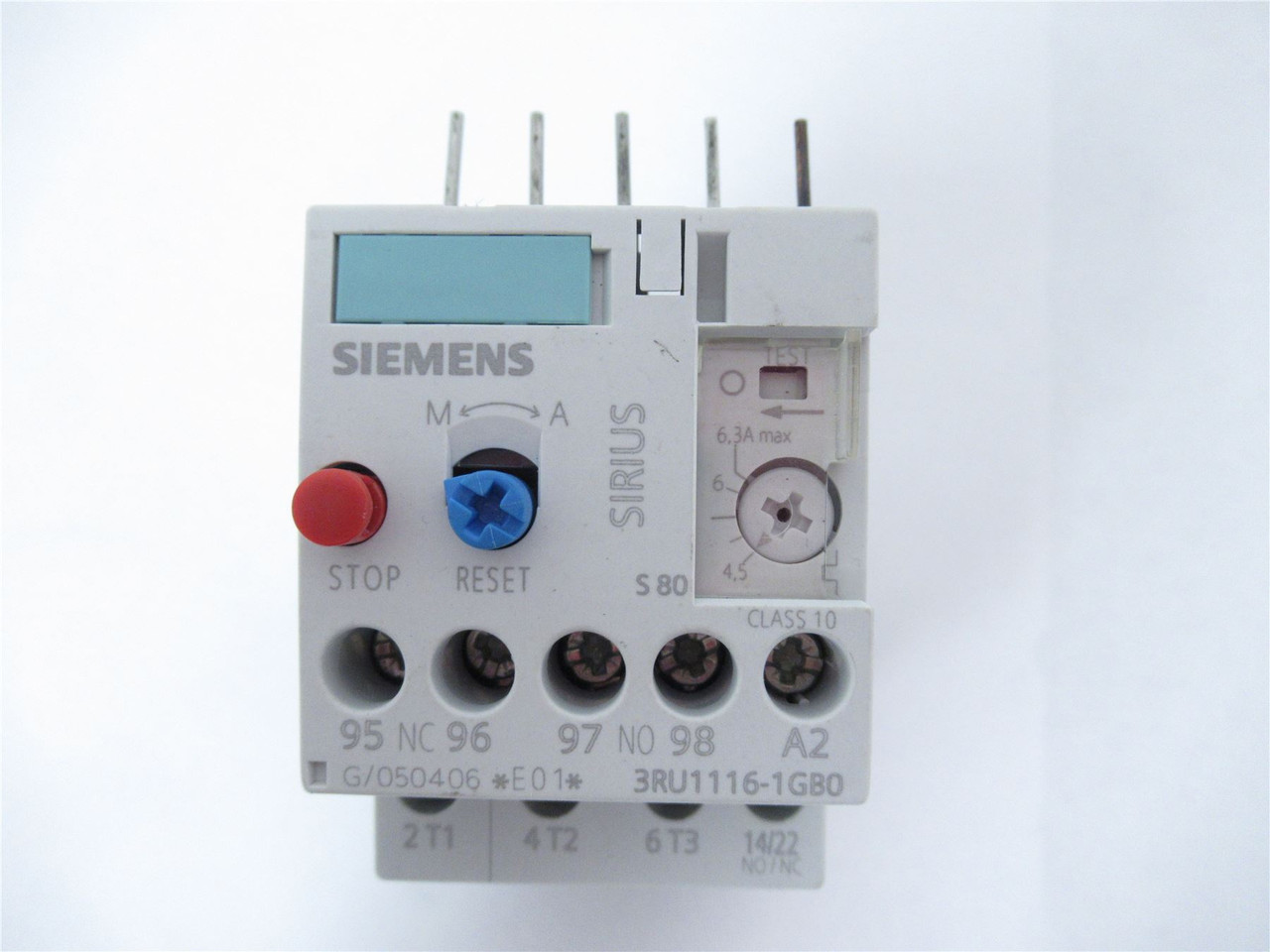 Siemens 3RU1116-1G80; Overload Relay 4.5-6.3A 600VAC