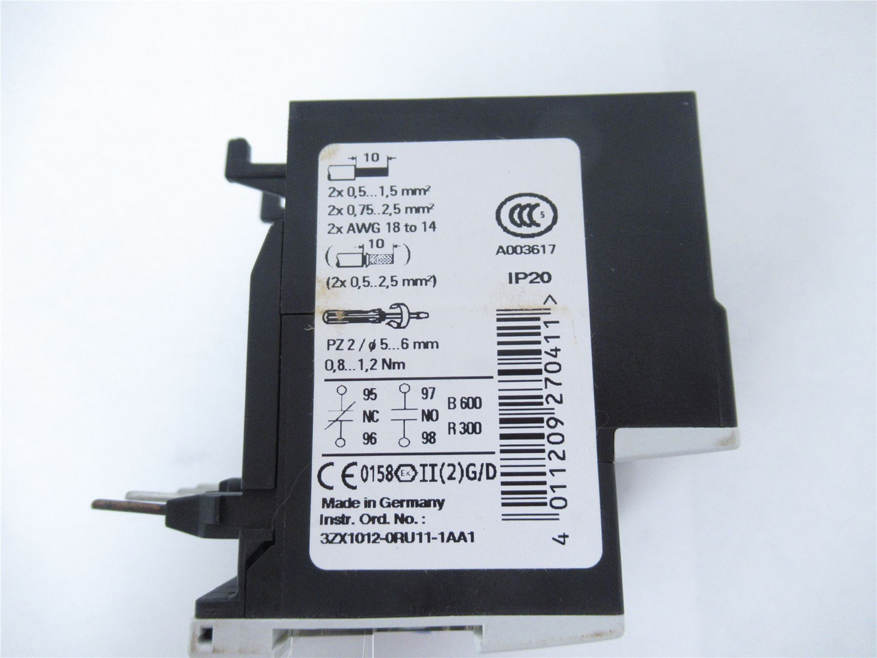 Siemens 3RU1116-1G80; Overload Relay 4.5-6.3A 600VAC