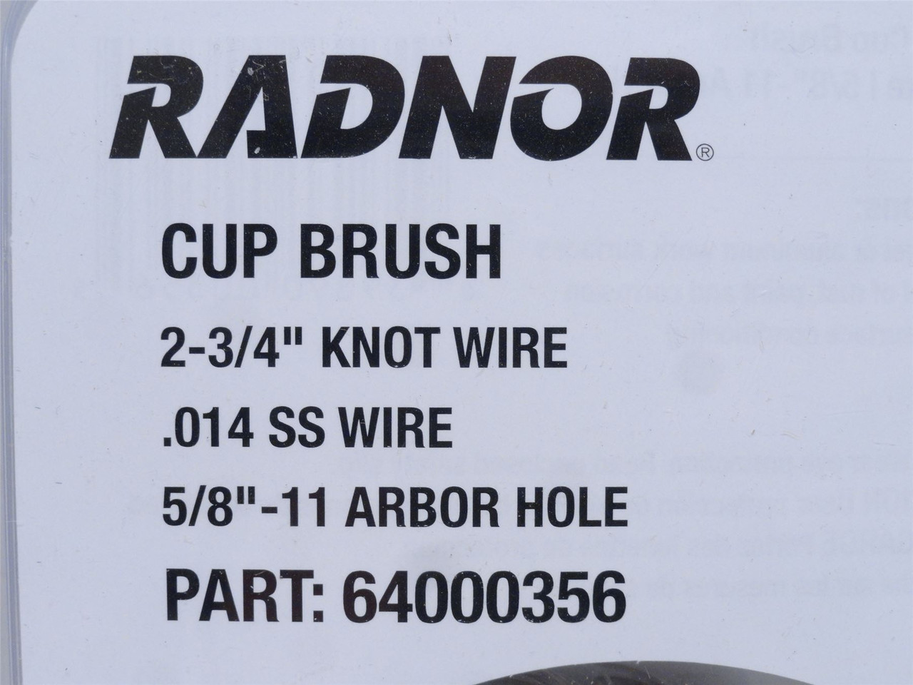 Radnor 64000356; Knot Wire Cup Brush; SS;  2-3/4" x 5/8"-11