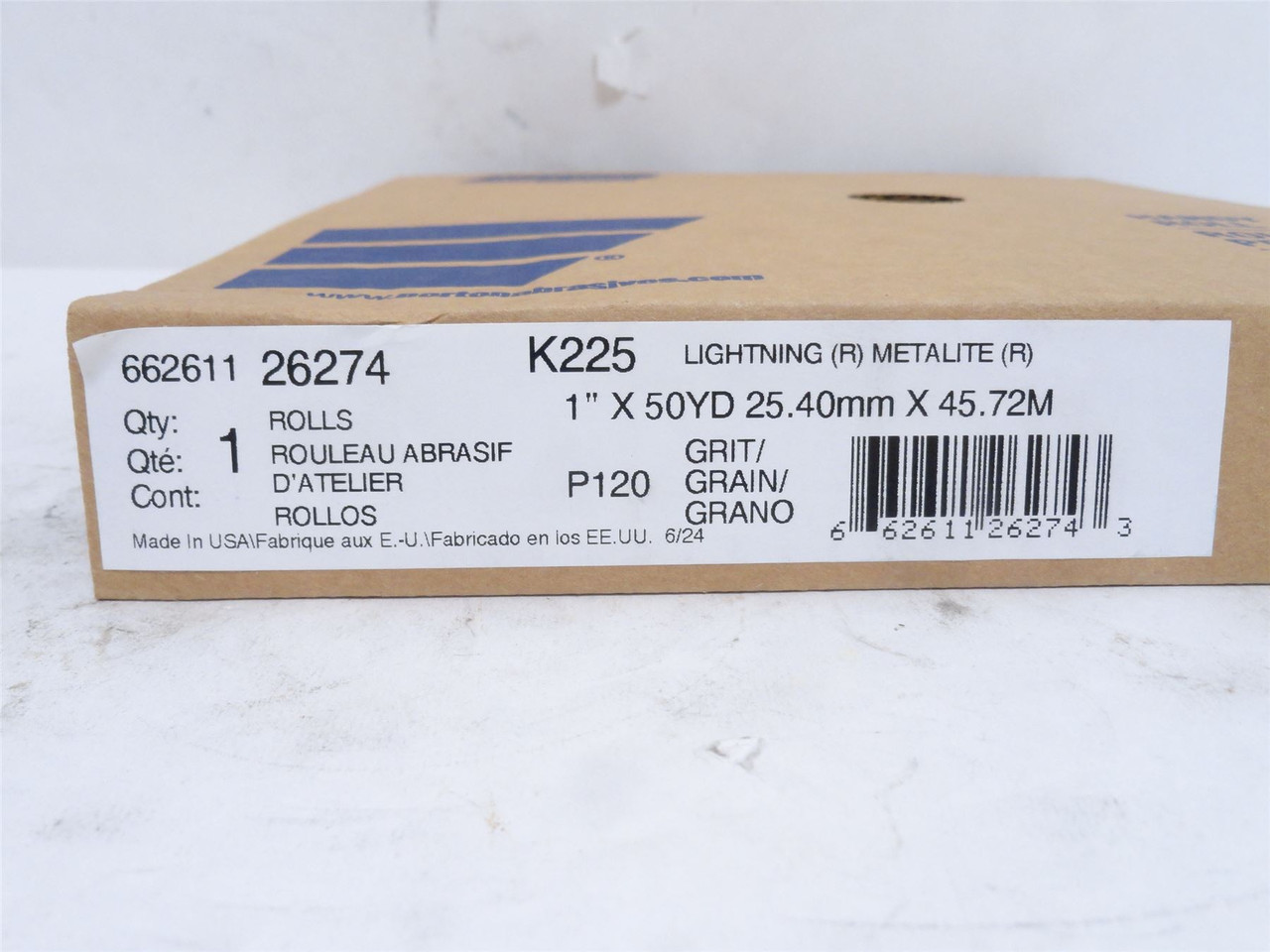 Norton K225; Medium Grit Cloth Roll; 1" Wide x 50' Long