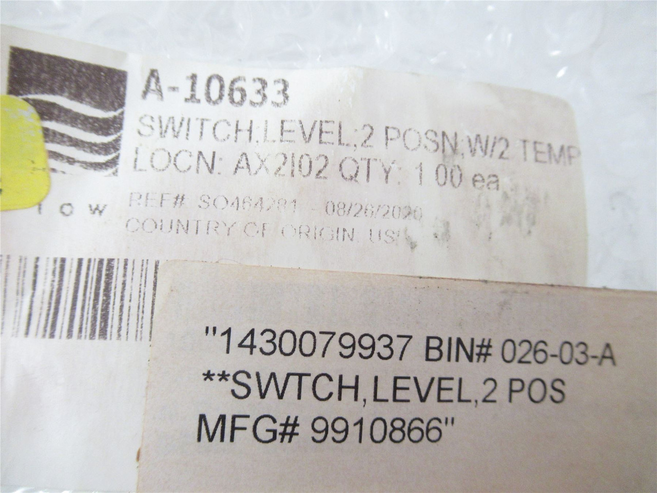 GEMS A-10633; FLOW Level Switch 2 Position 20VA 120 240 VAC