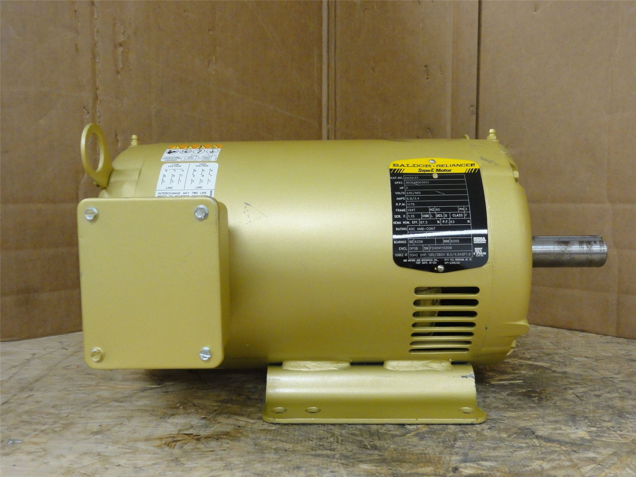 Baldor EM3215T; AC Motor; 2HP; 230/460V; 1175RPM; 3PH; 60HZ