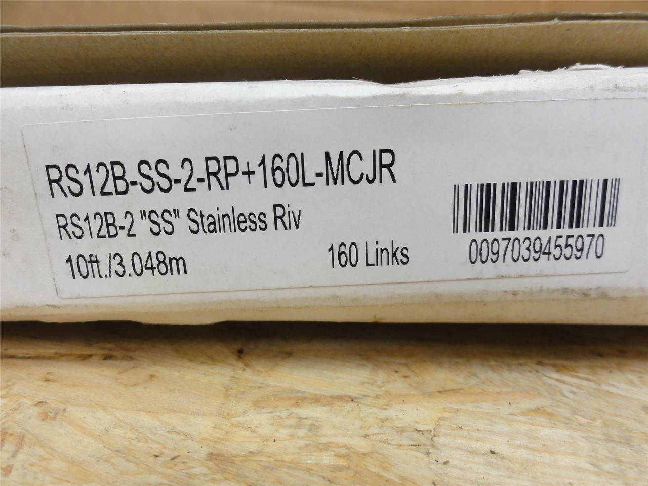 Tsubaki RS12B-SS-2-RP+160L-MCJR; Roller Chain #12B; SS; 10' L