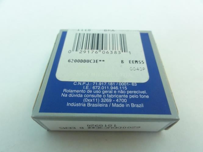NSK 6200DDU3; Ball Bearing; 10mm ID; 30mm OD; 9mm Width