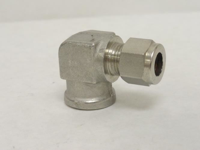 Crawford SS-600-8-6; Air Elbow SS-316 90Deg 3/8" Tube 3/8 FNPT