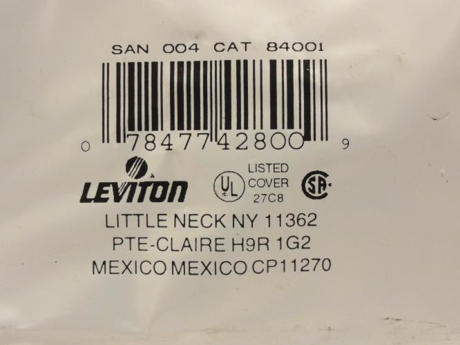 Leviton 84001; Toggle Device Switch Wallplate; SS-430; 1-Gang