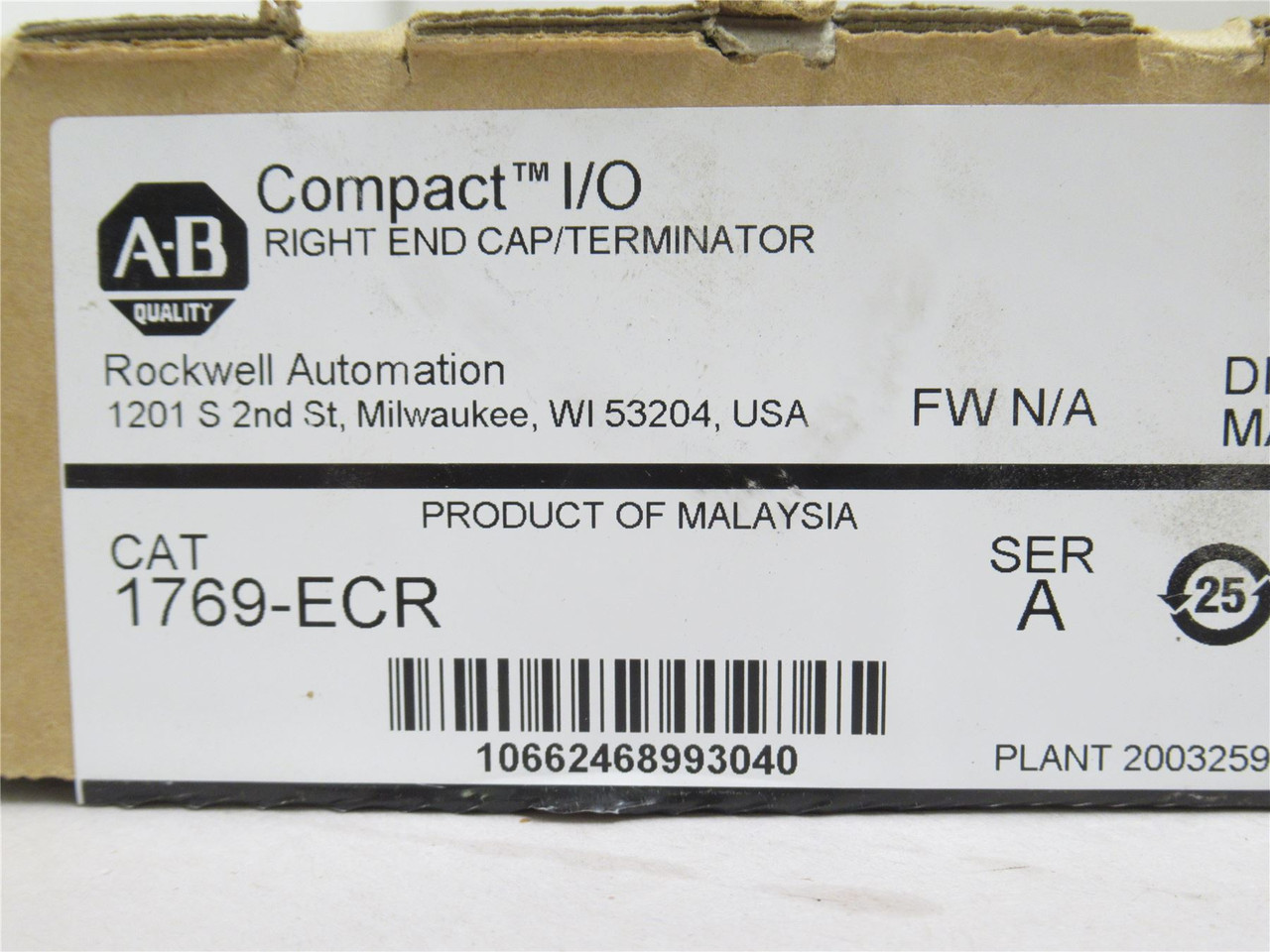 Allen-Bradley 1769-ECR; Right End Cap Module; 5-24VDC