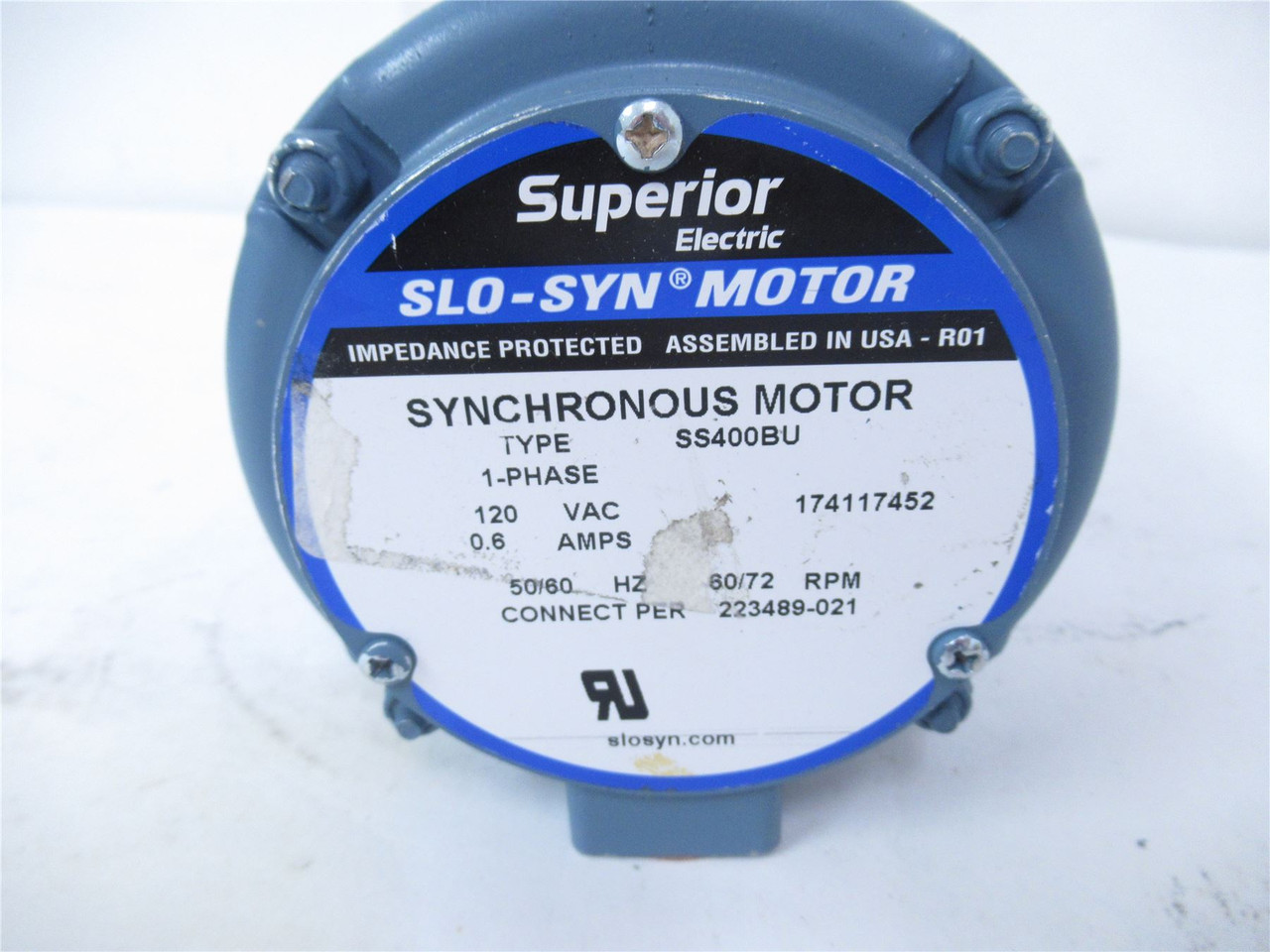 Superior Electric SS400BU; Slo-Syn Motor .6A 120VAC 60/72RPM