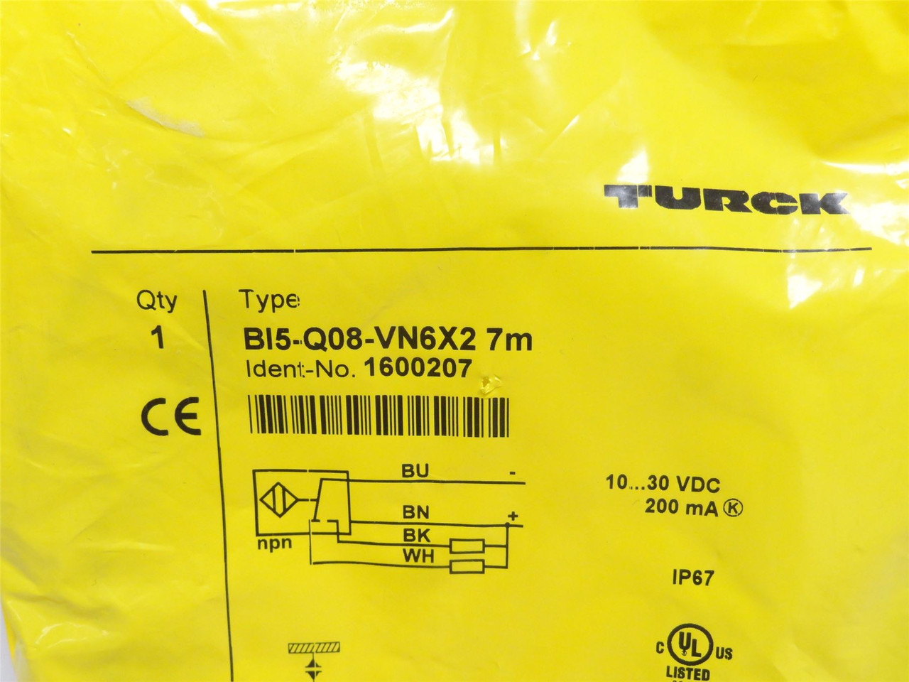 Turck B15-Q08-VN6X2 7M; Prox Sensor 1600207; 10-30VDC