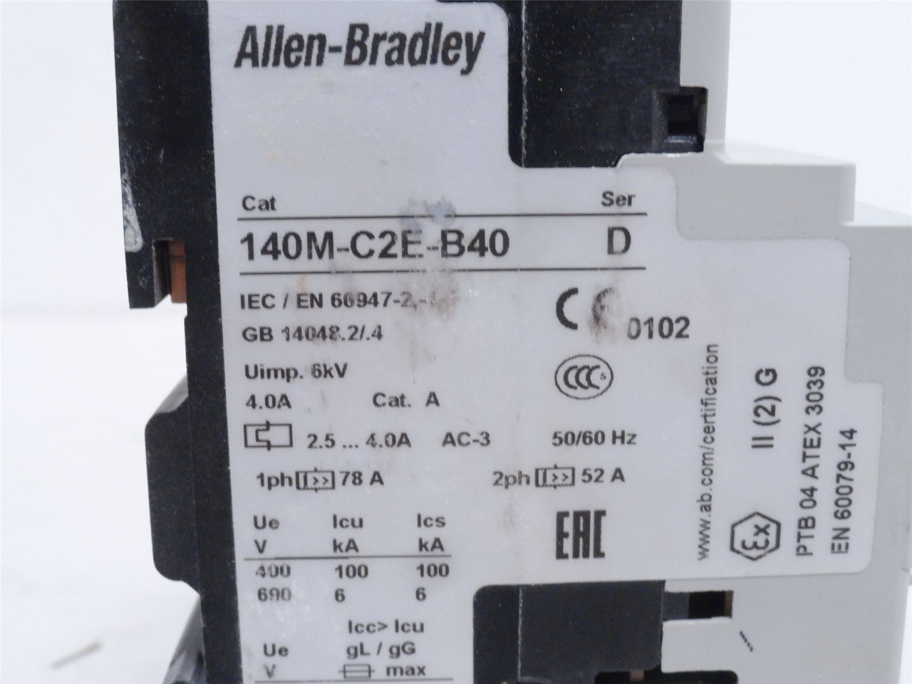 Allen-Bradley 140M-C2E-B40; Motor Protector; 2.5-4A; 3P; 600V