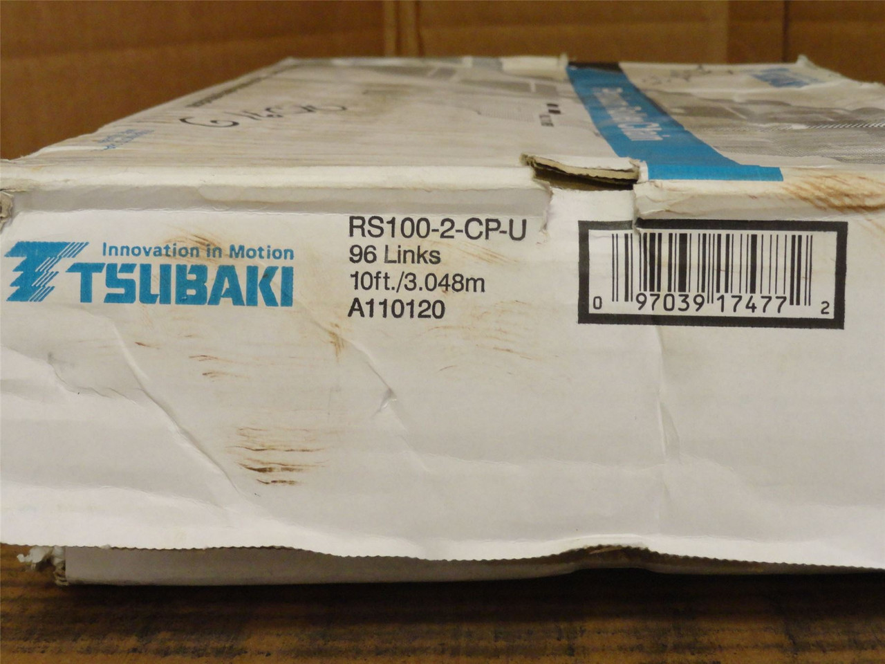 Tsubaki RS100-2-CP-U; Two Strand Roller Chain #100; 10' Long