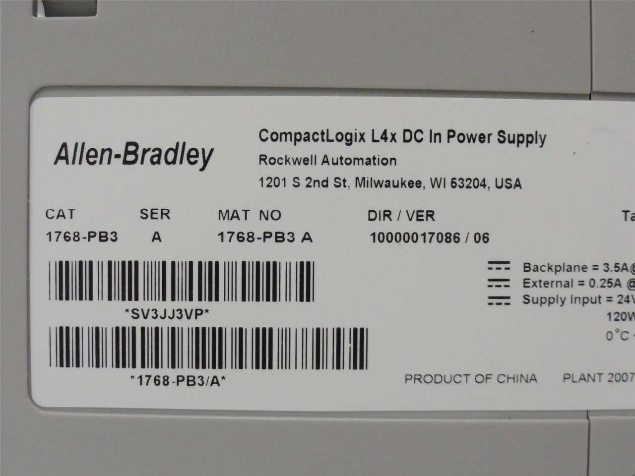 Allen-Bradley 1768-PB3; Power Supply; 24VDC; 90W