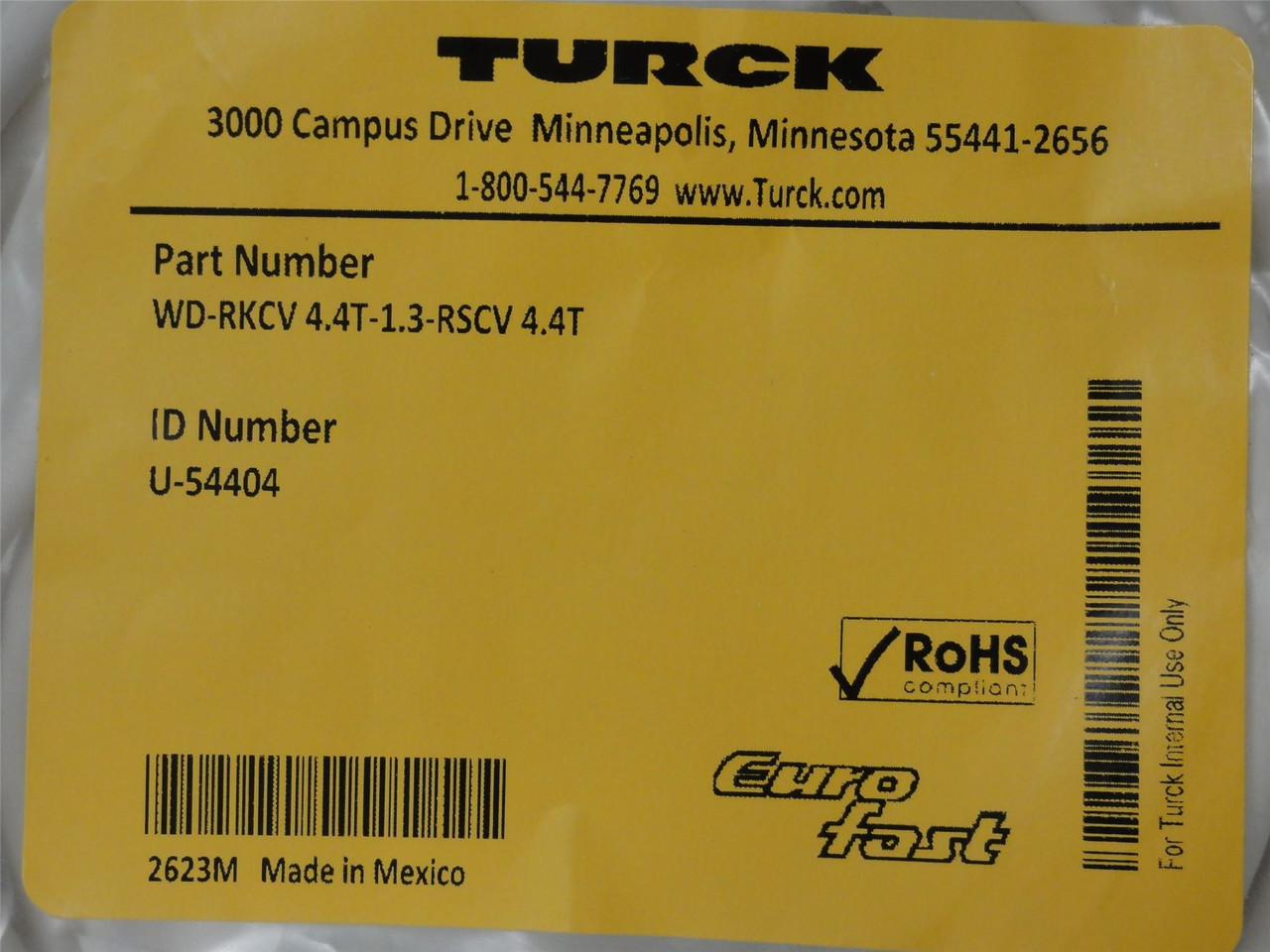 Turck U-54404; Cordset WD-RKCV 4.4T-1.3-RSCV 4.4T 1.3M Length