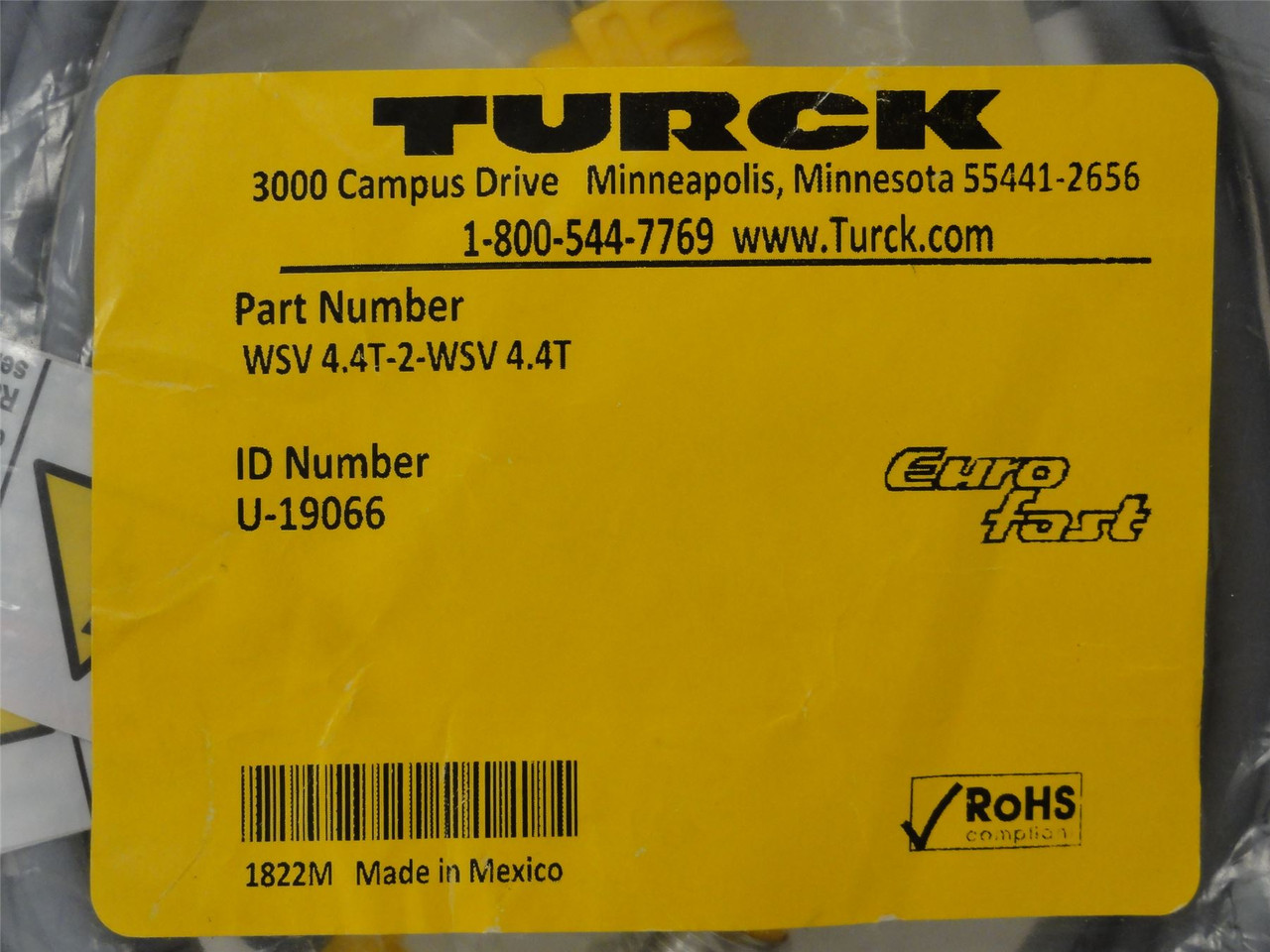 Turck WSV 4.4T-2-WSV 4.4T; Cordset; U-19066; 2M Length