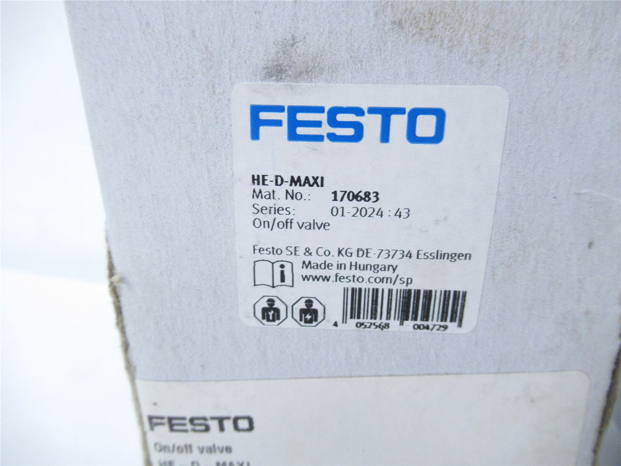 Festo HE-D-MAXI; Shut off Valve  3/2 G3/8 Connection 170683