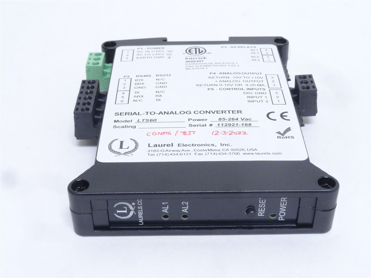 Laurel LTS60; Serial-Analog Converter; 52-264VAC; RS232/RS485