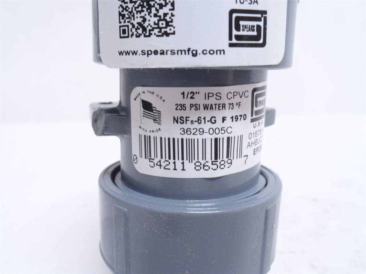 Spears 3629-005C; True Union PVC Ball Valve 1/2NPT/NPS Sch 80